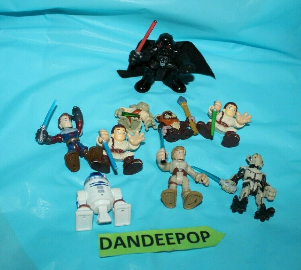 Primary image for 9 Piece Assorted LFL Hasbro Star Wars Mini Figure Toys Dart R2D2 Yoda Obi Wan