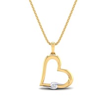 SwaraEcom 14K Yellow Gold Plated Round Cubic Zirconia Solitaire Heart Pendant fo - £40.05 GBP