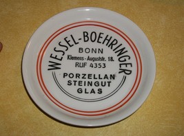Old Plate Advertising Wessel Boehringer Bonn Germany Stein Glass Seltmann Bayern - £67.21 GBP