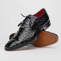 Criss Genuine Ostrich Quill Classic Dress Shoes Oxford Black image 3