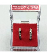 Forever Silver Half Hoop Earrings, Austrian Crystal, Surgical Steel Post... - £9.54 GBP