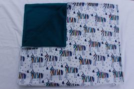 Minky baby blanket - zebra - rainbow - teal  -luxe - small - $25.00
