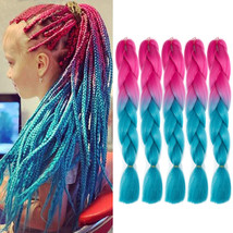 Doren Jumbo Braids Synthetic Hair Extensions 5pcs, T36 blue-pink - £19.66 GBP