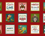 24.5&quot; X 44&quot; Panel Animals Shelter Words Adoption Dogs Cats Fabric Panel ... - $9.49