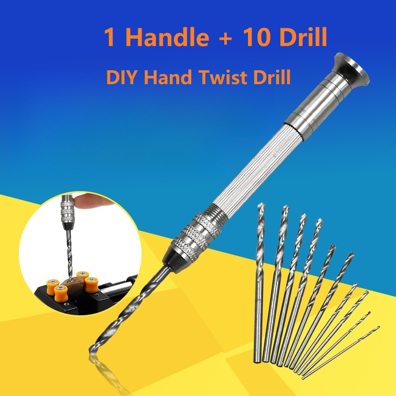 DIY Hand Tool 10pcs Mini Twist Micro-Drill Bits Set 1-3mm+ Aluminum Hand... - $4.89