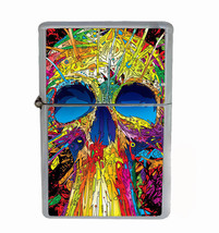 Psychedelic Skull Rs1 Flip Top Oil Lighter Wind Resistant - £11.78 GBP