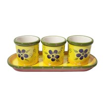 PartyLite 2.5in Tea Light Votive Candle Holders Flower Pot Trio Ceramic ... - $24.75