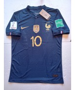 Kylian Mbappe #10 France 2022 World Cup Qatar Match Slim Blue Home Socce... - $90.00