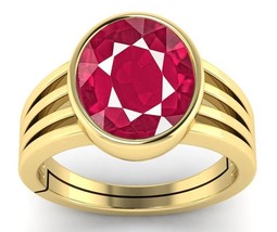 3.25 Ratti / 2.50 Carat Natural Ruby Manik Gemstone Gold Plated Certified Ring - £40.04 GBP