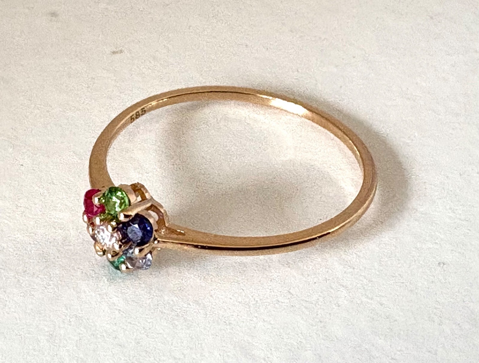 14k gold flower ring multi gemstones ring solid yellow gold stone queen Item image 6
