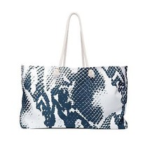 Weekender Bag Blue Snake Skin Pattern Large Travel Bag Shopping Bag  - £36.97 GBP