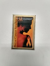Vintage Metal 32¢ Post Office Stamp  Breast Cancer Awareness Enamel Pinback USA - £3.86 GBP