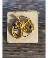Vintage Elephant Horseshoe Gold Tone Enamel Lapel Pin (GW20)With Card back - $13.48 CAD