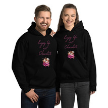 Enjoy Life And Eat Chocolate Quote Lettering Cake Design Unisex Hoodie - $27.50