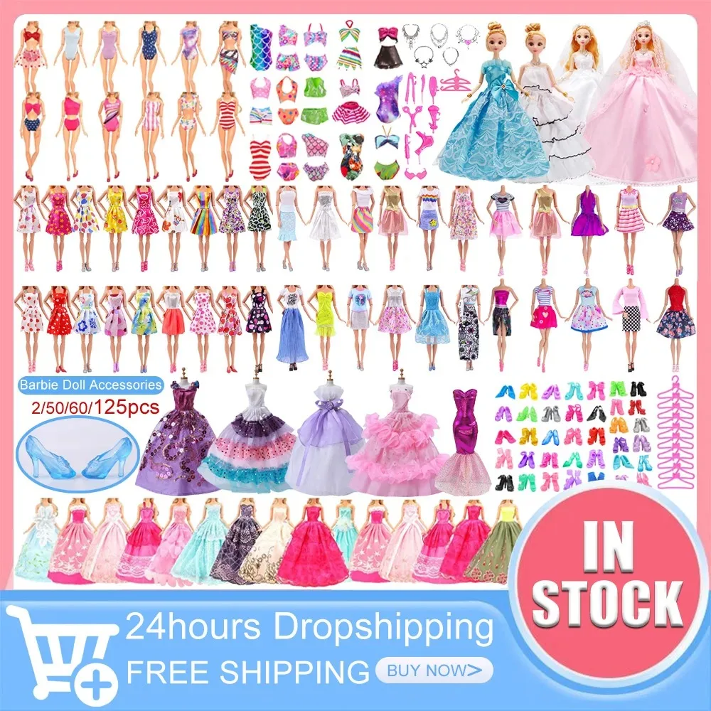 Doll Accessories for Barbie Doll Clothes Mixed Mini Dress Up Set Fashion Clothes - £8.27 GBP+