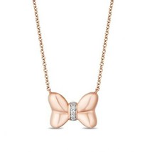 1/20 CT Round Simulated Diamond 14K Rose Gold Finish Minnie Bow Pendant Necklace - £57.16 GBP
