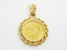 2.5 Gold Peso Coin in 14k Gold Bezel Pendant - $655.00