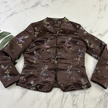 Anne Carson Womens Vintage y2k Jacquard Jacket Size M P Brown Floral Asi... - $34.64