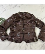 Anne Carson Womens Vintage y2k Jacquard Jacket Size M P Brown Floral Asi... - $645.69 MXN