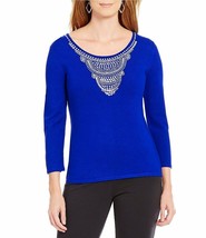 Ruby Rd. Embellished Sweater  Scoop-Neck Red or Blue GORGEOUS NWT Retail $54 - £30.05 GBP