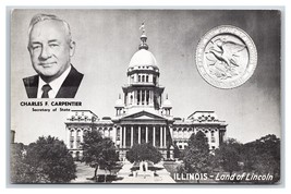 Illinois Capitol Charles Carpenter Inset Springfield IL UNP Chrome Postcard M18 - £1.50 GBP