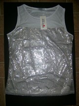 Meaneor Women&#39;s Sparkly Sequin Tank Top Sleeveless Large Brand New - £14.33 GBP