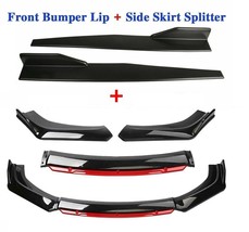 Universal Car Front Bumper Lip Spoiler Diffuser Body Kits + Side Skirt S... - $78.00