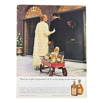 Oldest Finest Canadian Whiskey Print Ad 1963 8x11&quot; Vintage 60s MCM Alcohol Xmas - $17.73