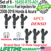 NEW OEM x6 Denso 12-Hole Upgrade Fuel Injectors for 2008-2016 Honda &amp; Acura V6 - £196.67 GBP