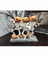 Halloween Skeleton Pumpkin Heads Dancing Trio Prop Figurine Statue decor... - $36.62