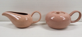 Steubenville Russel Wright American Modern Coral Creamer Sugar Bowl Lid Set MCM - £31.55 GBP