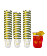 Plastic Glasses 10 oz. Clear Gold Rim Floral Design  For Holiday, Wedding, Party - $26.99