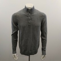 Denver Hayes Mock Neck Henley Sweater Men&#39;s Size Medium Gray Long Sleeve... - €6,92 EUR