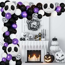 Garland Arch Kit Purple Black Balloon Nightmare Balloon With Skull Balloons For  - £20.75 GBP