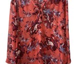 Lucky Brand Womens Size XL Red Semi Sheer Pullover Floral Blouse - £15.45 GBP