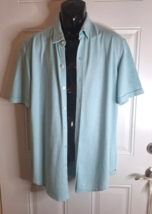 Boss by Hugo Boss Short Sleeve Button-Down Pale Blue Sharp Fit Shirt Siz... - $27.54