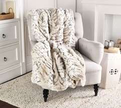 Hotel duCobb Oversized Luxury Faux Fur Throw by Dennis Basso Ivory Lynx OPEN BOX - £155.06 GBP