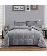Comforter Quilt Bedding Set Queen 3 Piece Microfiber Reversible Grey 2 S... - $118.80