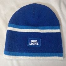 Bud Light Beer Beanie Winter Hat Cap Blue &amp; White  Stripe - $7.63