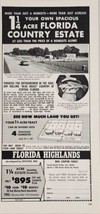 1962 Print Ad Florida Highlands 1 1/4 Acre Homesites Near Ocala,FL Huge ... - $16.72