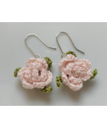 Crochet Flower Earrings / Crochet Earrings / Handmade Earrings / Rose Ea... - £9.43 GBP