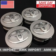 Set of 4 Gray Wheel Hub Center Caps with Chrome logo for Toyota 62MM / 2... - $18.95