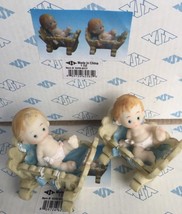 12 Baby Shower Boy Party Favors In CRIB Figurines Recuerdos De Nino Deco... - $31.78