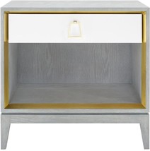 Side Table Bungalow 5 Cameron Gray Wash Drawer Interior Polished Brass Accents - £1,621.89 GBP