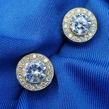 Earth mined Diamond Deco Bezel set Halo Studs Vintage Style Earrings 18k... - £12,612.94 GBP