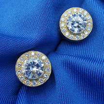 Earth mined Diamond Deco Bezel set Halo Studs Vintage Style Earrings 18k... - £12,642.01 GBP