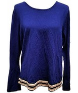 $70 Alfani Retro Stripe Long Sleeve Pullover Scoop Neck Top Blue Size XL - $31.68