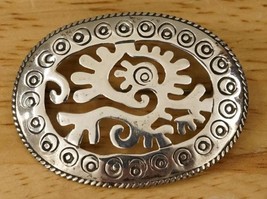 Vintage Fine Jewelry Sterling Silver Taxco Mexico Iconography Folk Art Pin - £27.39 GBP