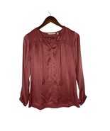 Soft Surroundings Maroon Tonal Stripe Long Sleeve Shirt Size Petite XS W... - $23.70 CAD