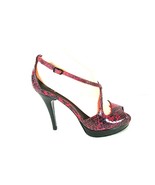 Stuart Weitzman Red Faux Snakeskin Platform Heels Shoes Womens 7 M (SW16... - £19.55 GBP